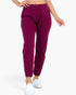 Beach Rose Co. burgundy ribbed joggers with side pockets and a relaxed fit worn by a model with white sneakers