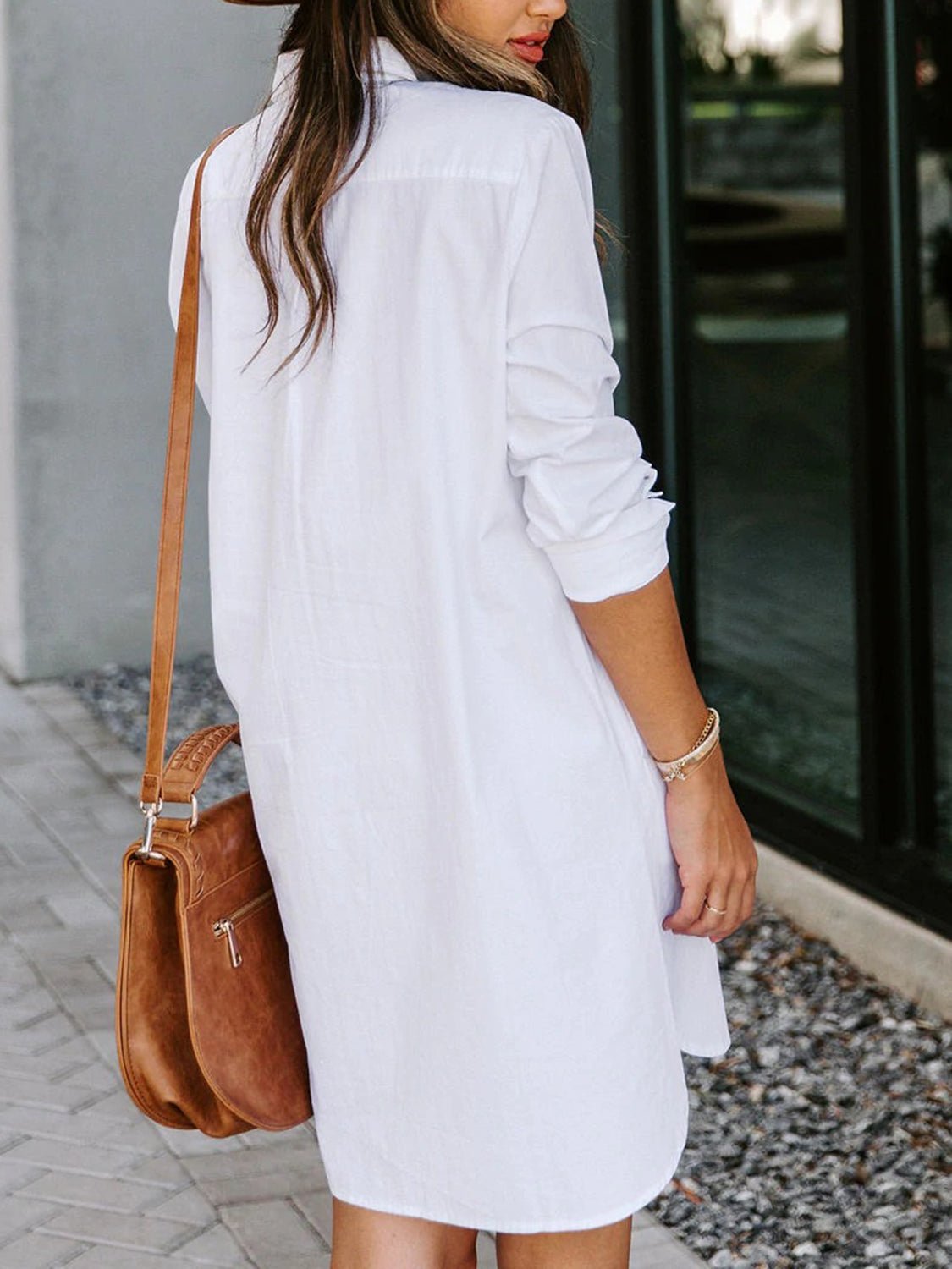 Beach Rose Co. - Button Up Long Sleeve Mini Shirt Dress