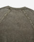 Beach Rose Co. charcoal washed cotton sweatshirt featuring intricate lace trim along the raglan shoulder seams.