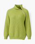 Beach Rose Co. chartreuse ribbed knit sweater with an asymmetrical zip collar and relaxed fit.