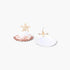 Beach Rose Co. Under the Sea clam earrings featuring white shells with gold starfish accents on a white background.