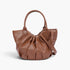 Beach Rose Co. coffee brown faux leather tote bag with stylish ruched detailing and sturdy handles