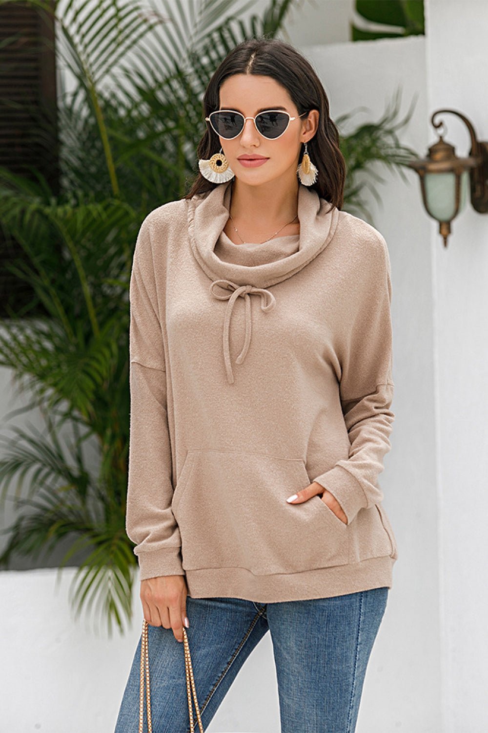 Beach Rose Co. - Cowl Neck Drop Shoulder Sweatshirt