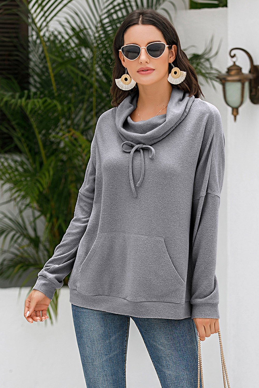 Beach Rose Co. - Cowl Neck Drop Shoulder Sweatshirt