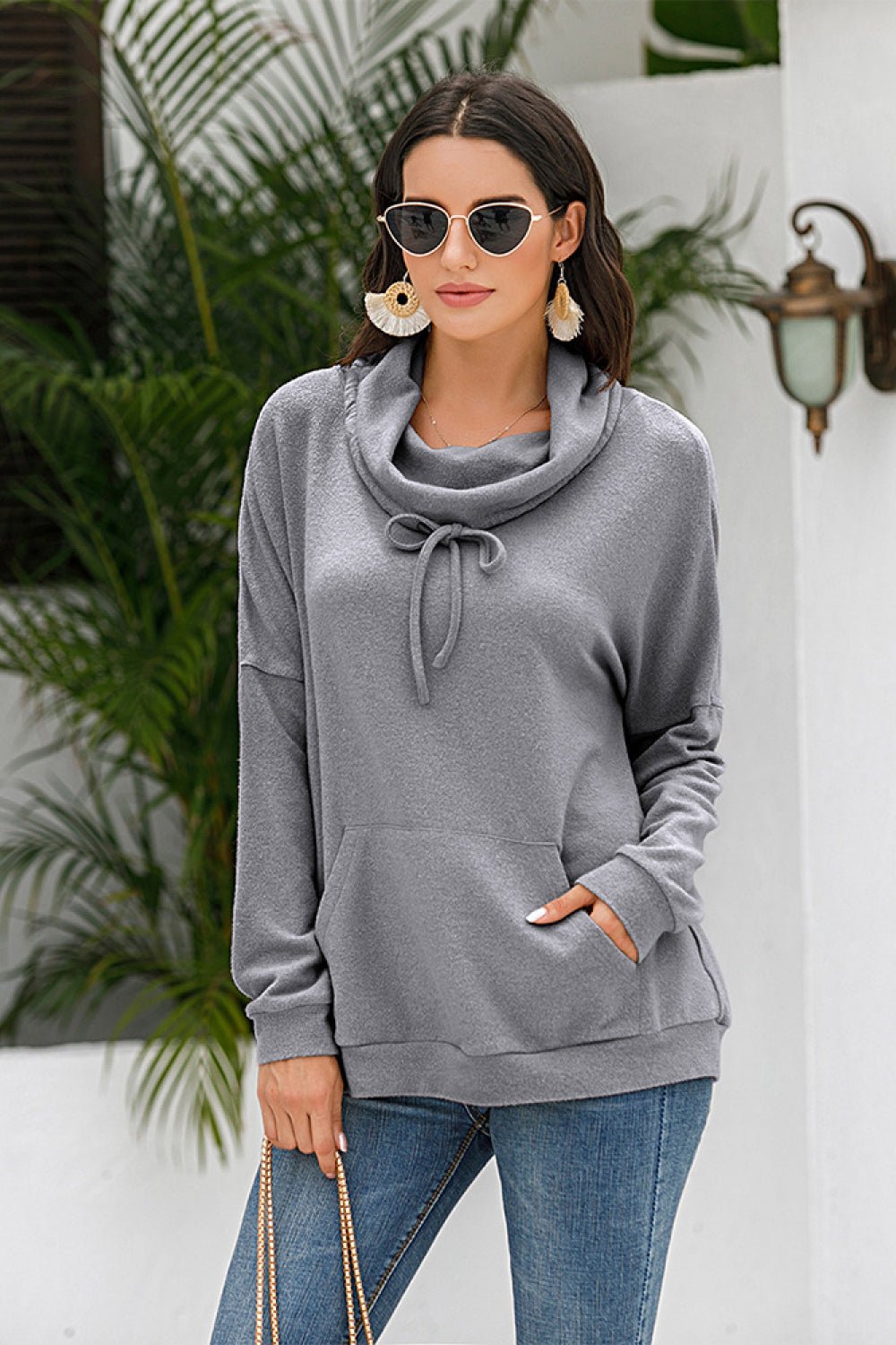 Beach Rose Co. - Cowl Neck Drop Shoulder Sweatshirt