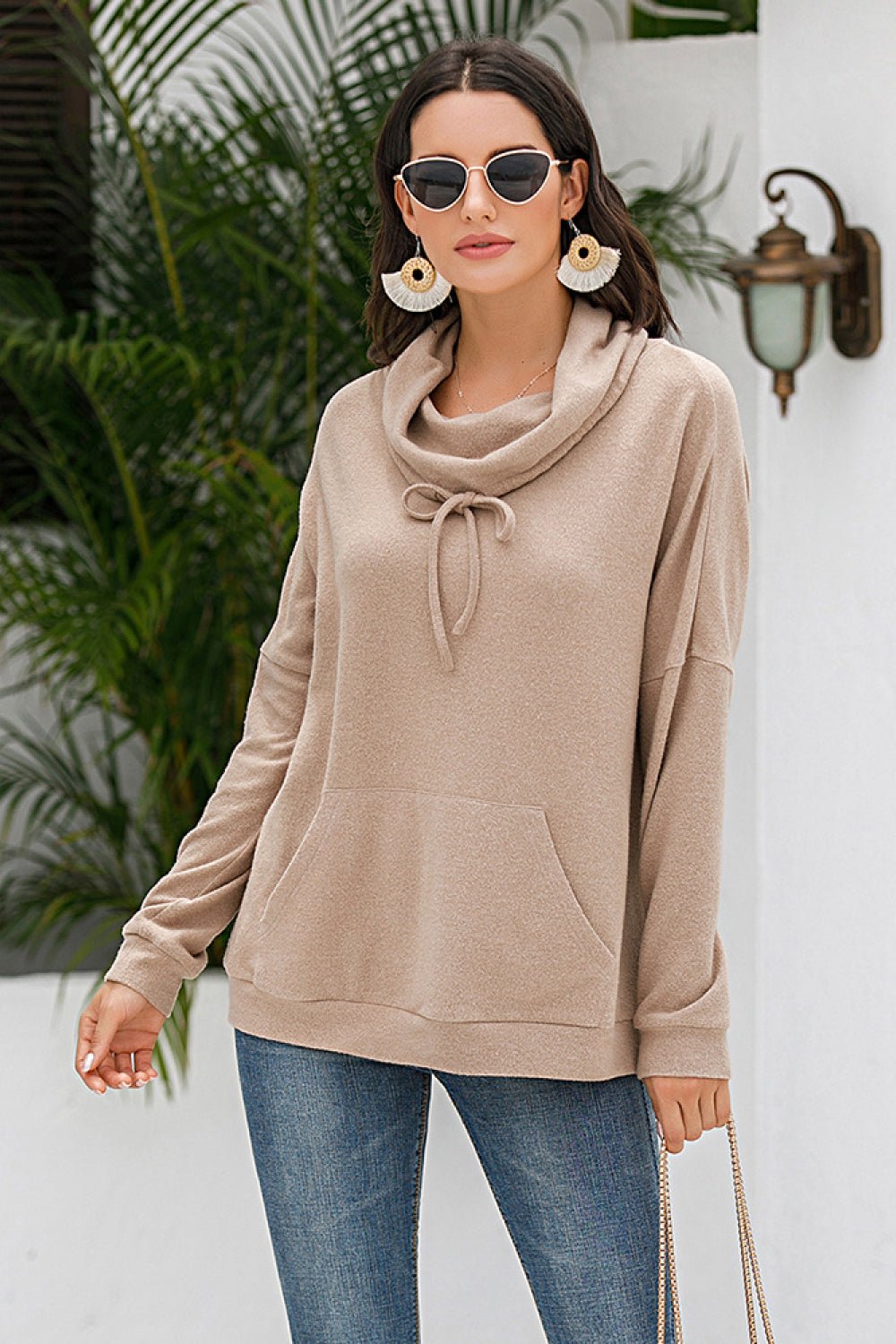 Beach Rose Co. - Cowl Neck Drop Shoulder Sweatshirt