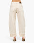 Beach Rose Co. high-rise barrel-leg jeans in cream stretch denim with a back view and cuffed hems.