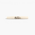 Beach Rose Co. slim cream stretch waist belt featuring a metallic chain-link buckle and stitched PU front panels.