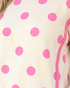 Beach Rose Co. cream sweatshirt featuring oversized pink polka dots and contrasting exposed seam detail.