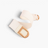 Beach Rose Co. wide cream stretch waist belt with a polished gold-tone double-D alloy buckle and PU front tabs.