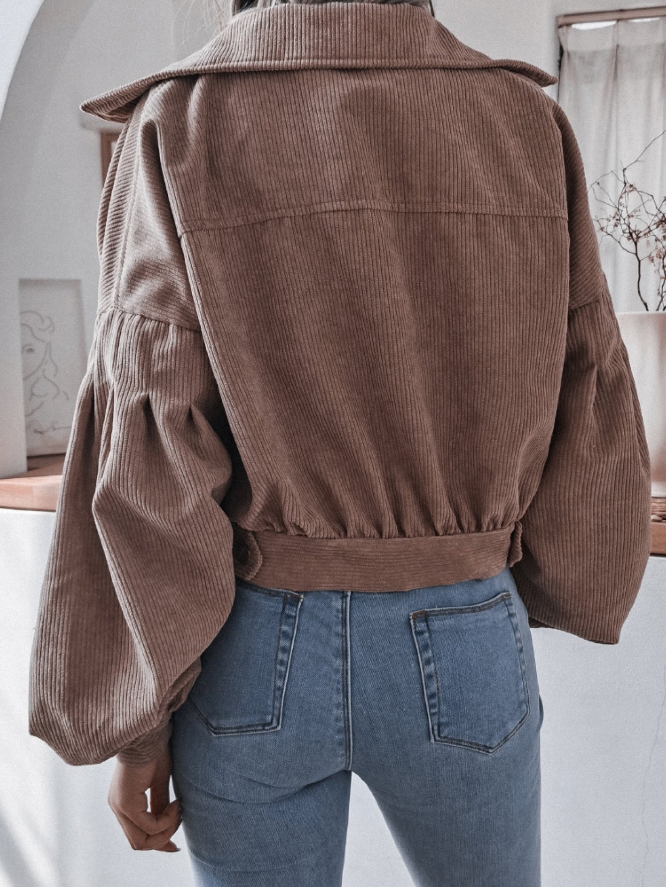 Beach Rose Co. - Cropped Corduroy Button Front Jacket