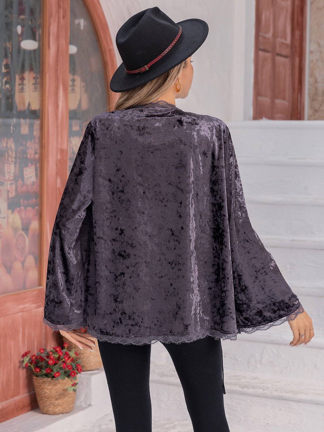 Beach Rose Co. - Crushed Velvet Long Sleeve Cardigan in Mauve