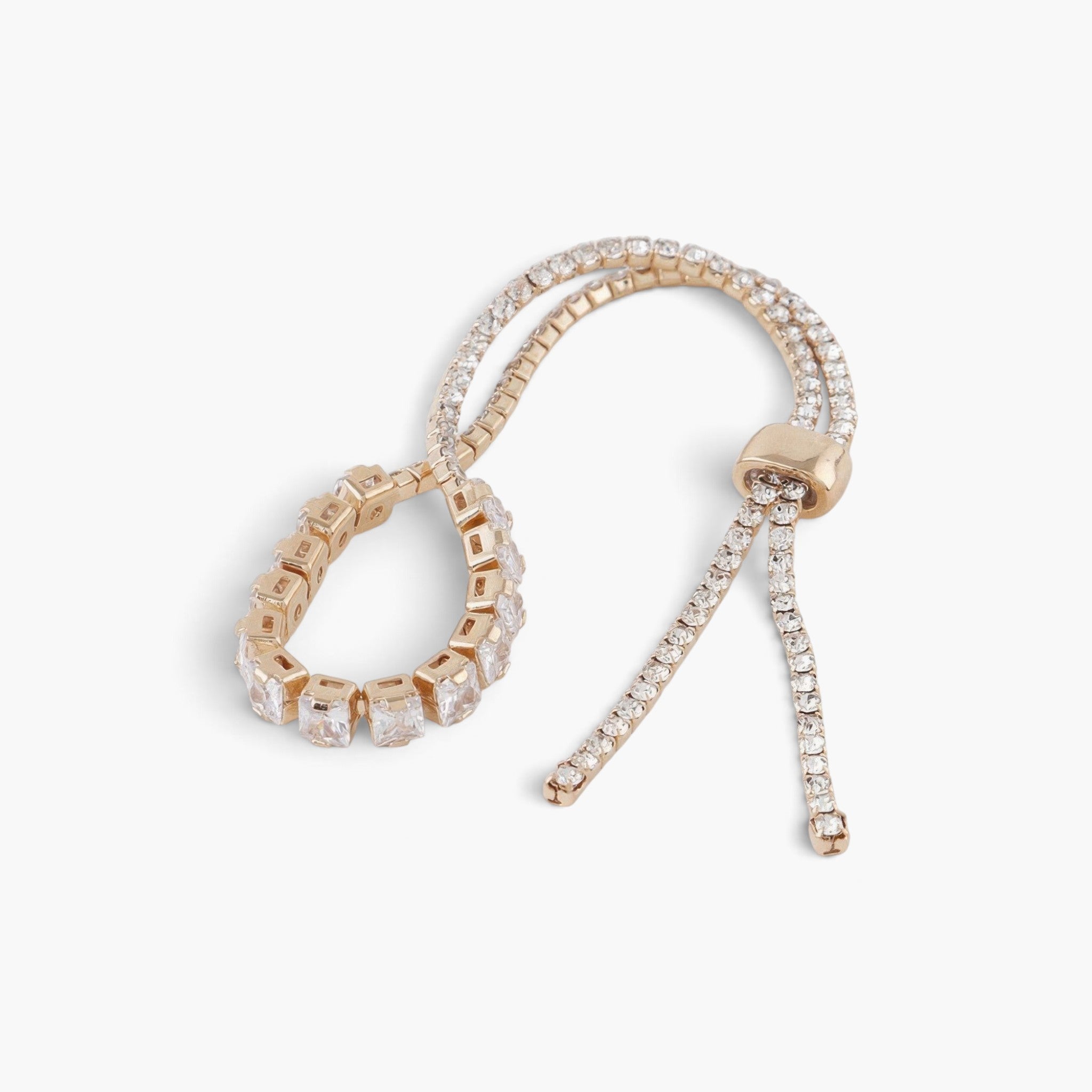 Beach Rose Co. tennis bracelet with clear square-cut cubic gemstones and an adjustable gold-tone slider closure.