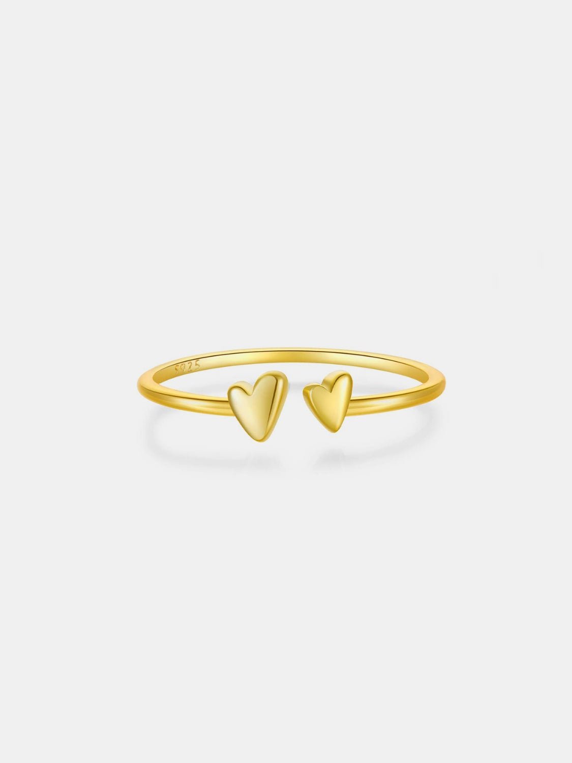 Beach Rose Co. - Double Hearts Skinny Band Open Ring