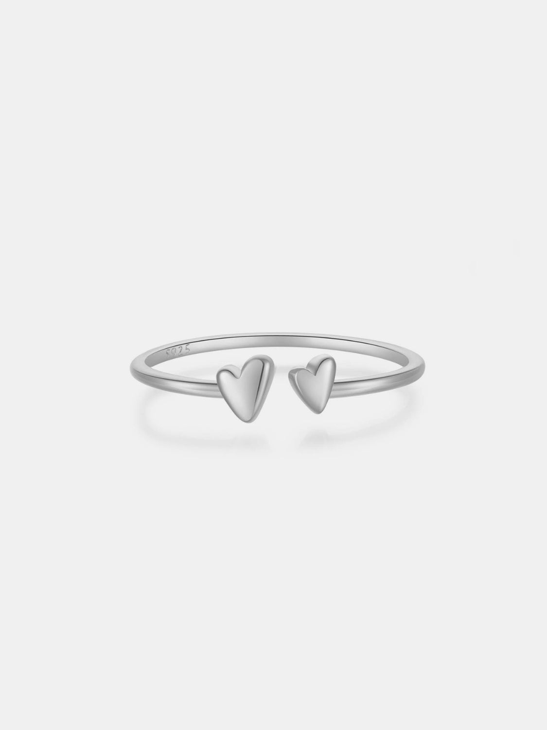 Beach Rose Co. - Double Hearts Skinny Band Open Ring