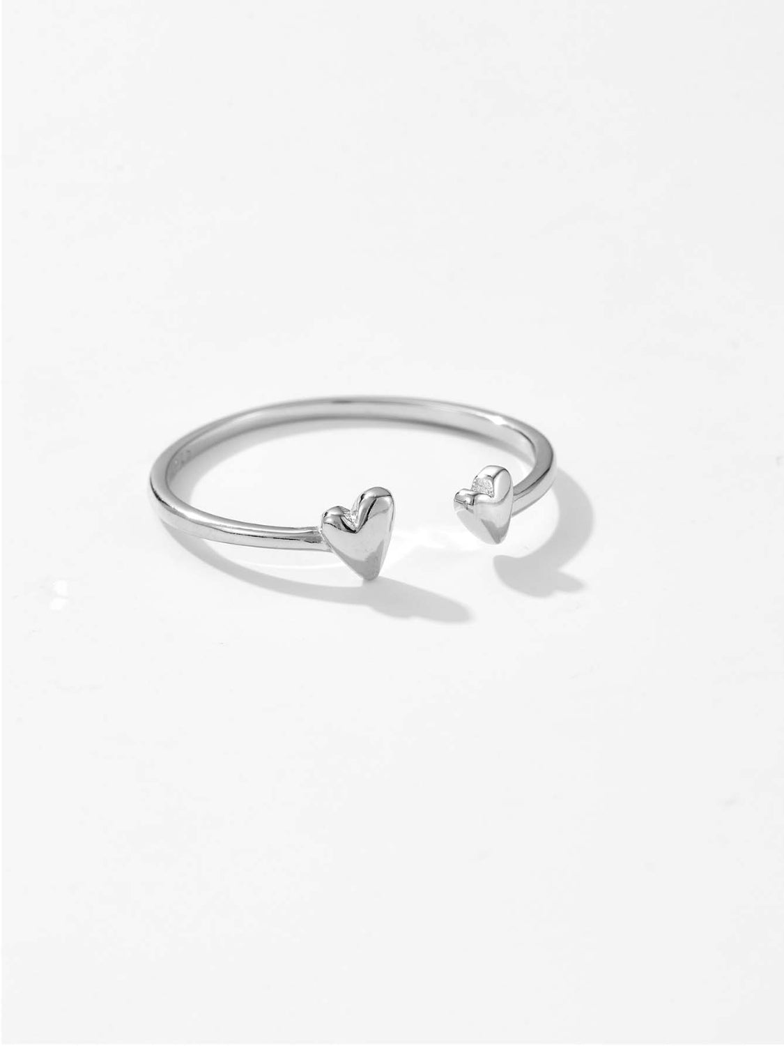 Beach Rose Co. - Double Hearts Skinny Band Open Ring