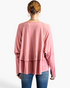 Beach Rose Co. dusty rose cotton tunic with dolman sleeves, tiered ruffle hem, and delicate lace trim back view