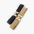 Beach Rose Co. black and beige textured elastic waist belts with polished gold-tone geometric buckles