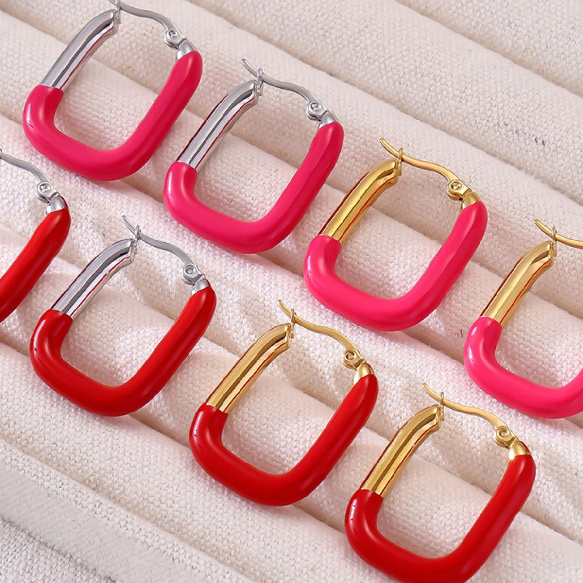 Beach Rose Co. - Enamel Rectangular Hoop Earrings