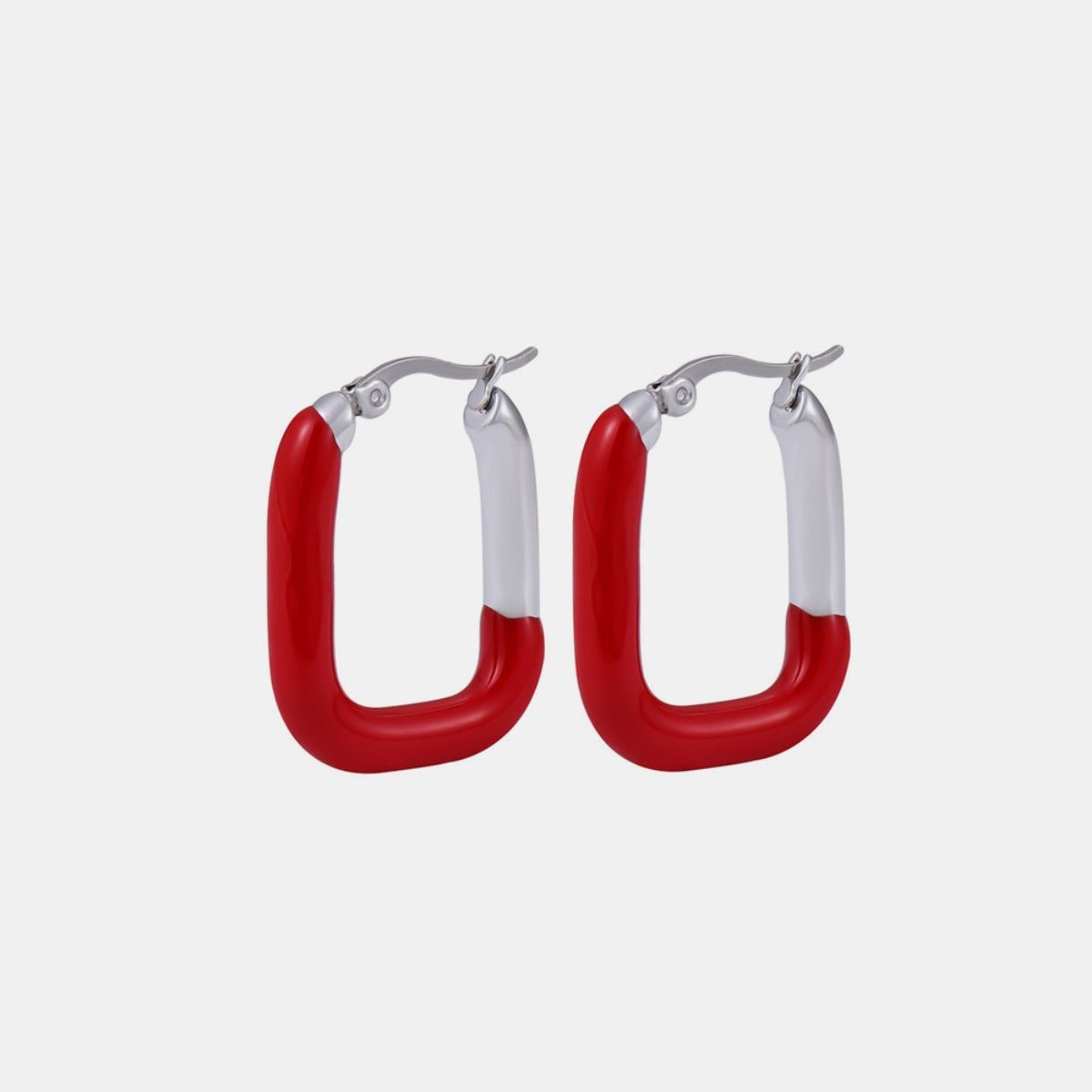 Beach Rose Co. - Enamel Rectangular Hoop Earrings