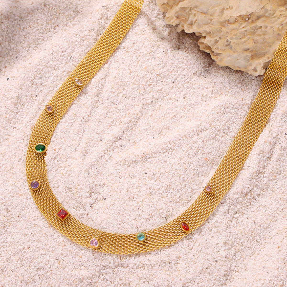 Beach Rose Co. - Flat Mesh Zircon Necklace