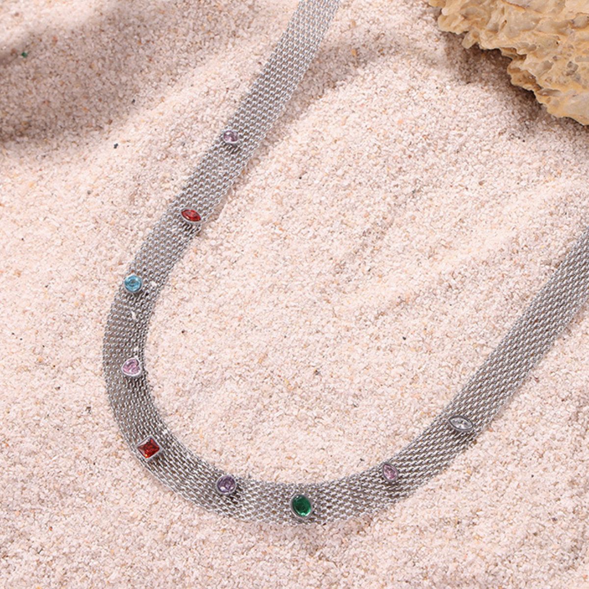 Beach Rose Co. - Flat Mesh Zircon Necklace