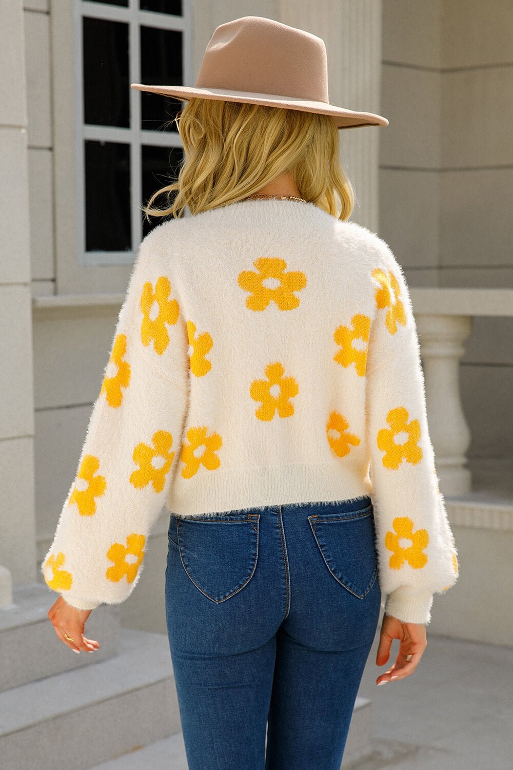 Beach Rose Co. - Floral Open Front Fuzzy Cardigan