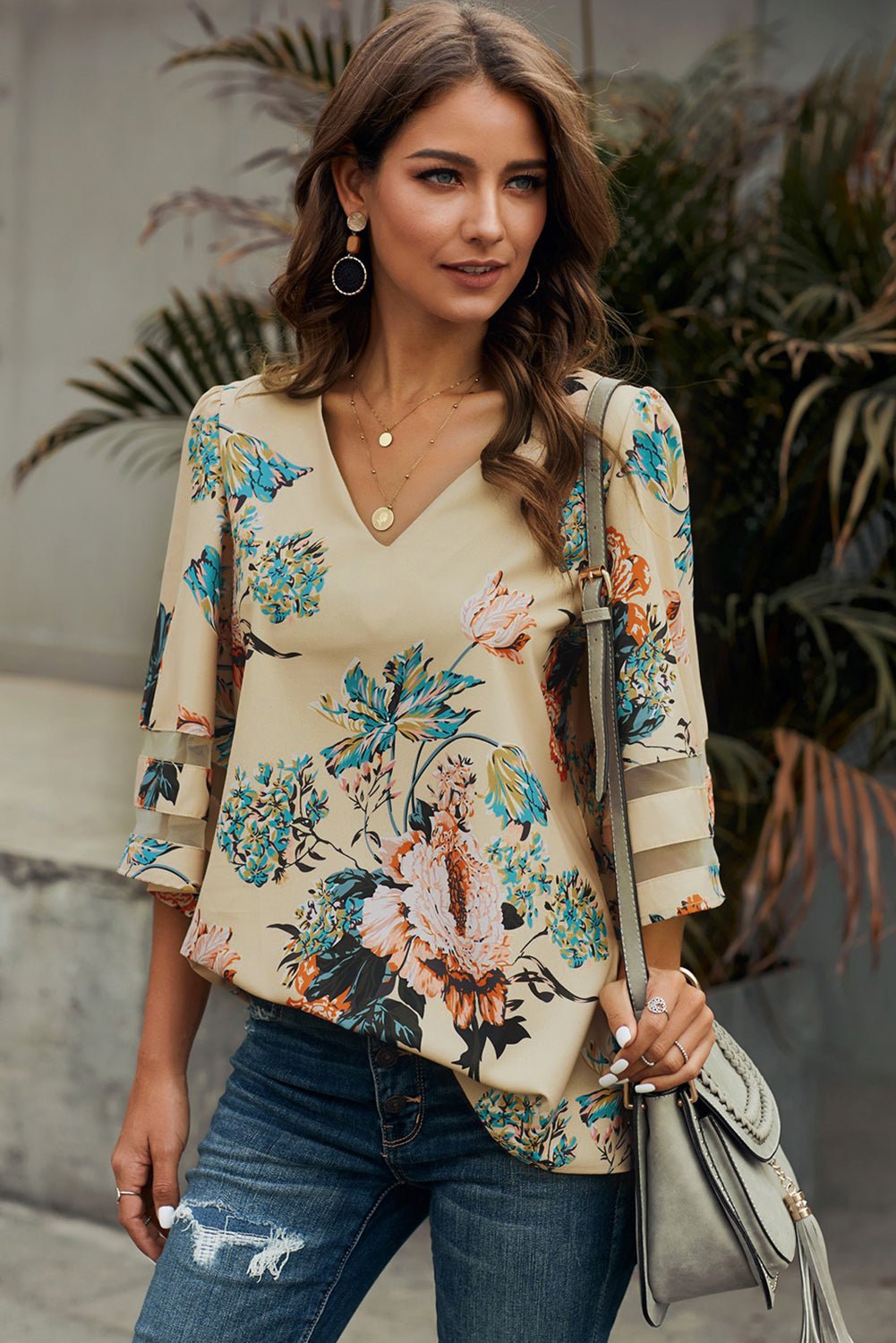 Beach Rose Co. - Floral Print Flare Sleeve Top