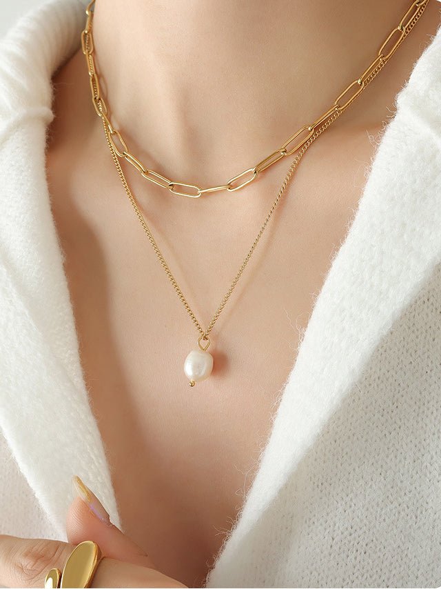 Beach Rose Co. - Freshwater Pearl Double - Layered Necklace