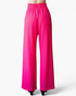 Beach Rose Co. fuchsia wide-leg pants with a textured finish and a ruffled elastic waistband, back view.