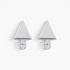Beach Rose Co. geometric stud earrings featuring a polished silver triangle above an oval cubic zirconia stone.