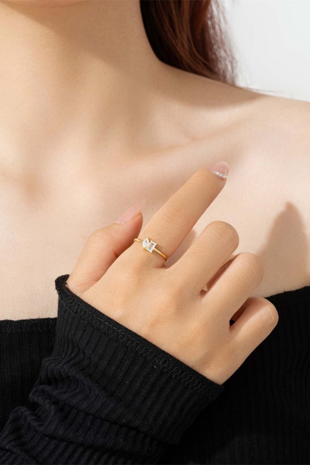 Beach Rose Co. - Geometric Zircon Skinny Band Ring