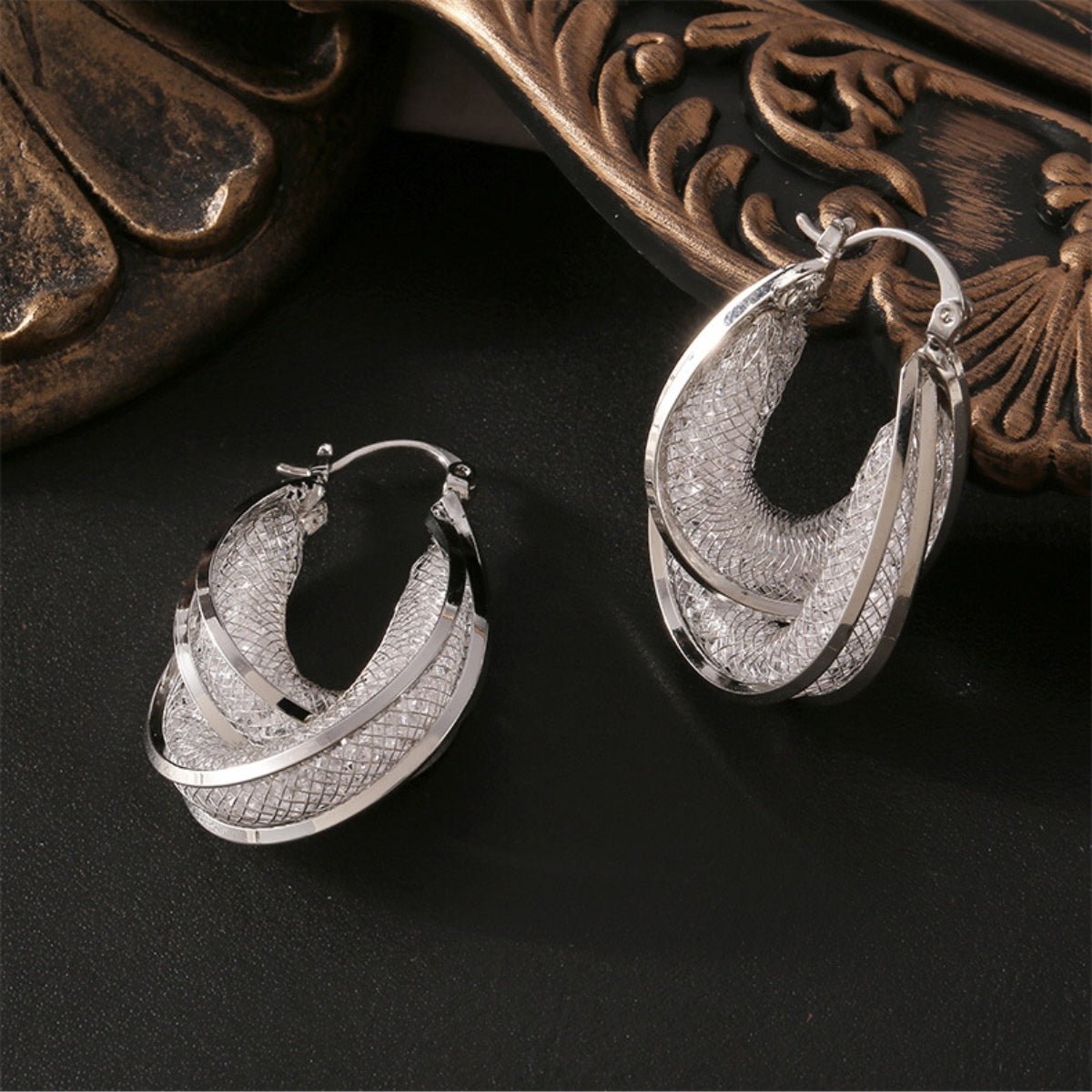 Beach Rose Co. - Glass Stone U - Shape Hoop Earrings