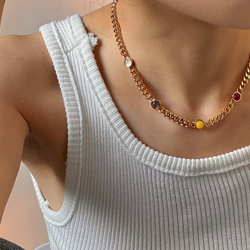 Beach Rose Co. - Gold Agate Chain Necklace