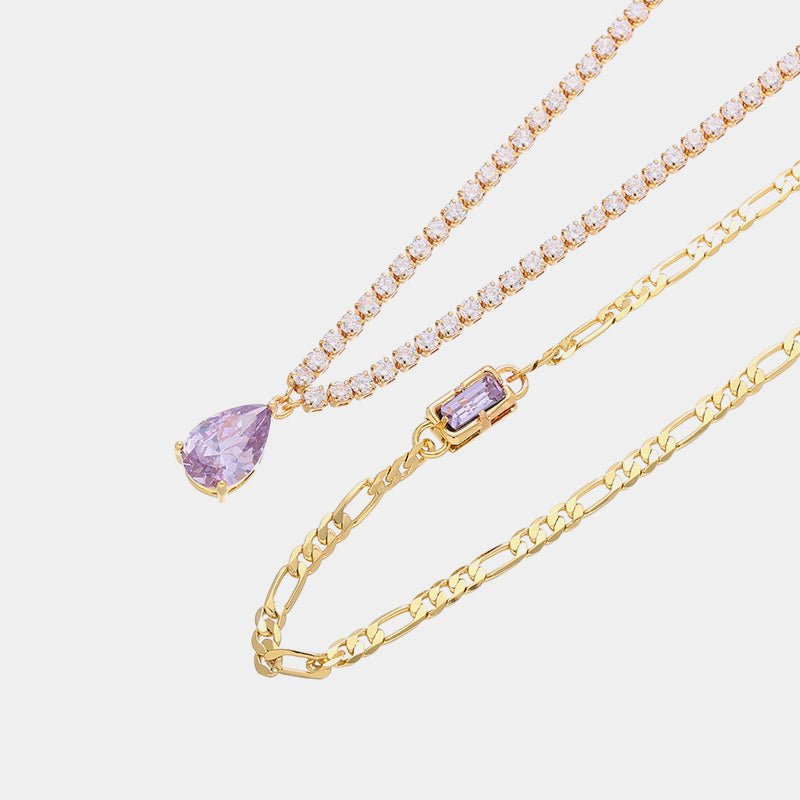 Beach Rose Co. - Gold Amethyst Zircon Necklace