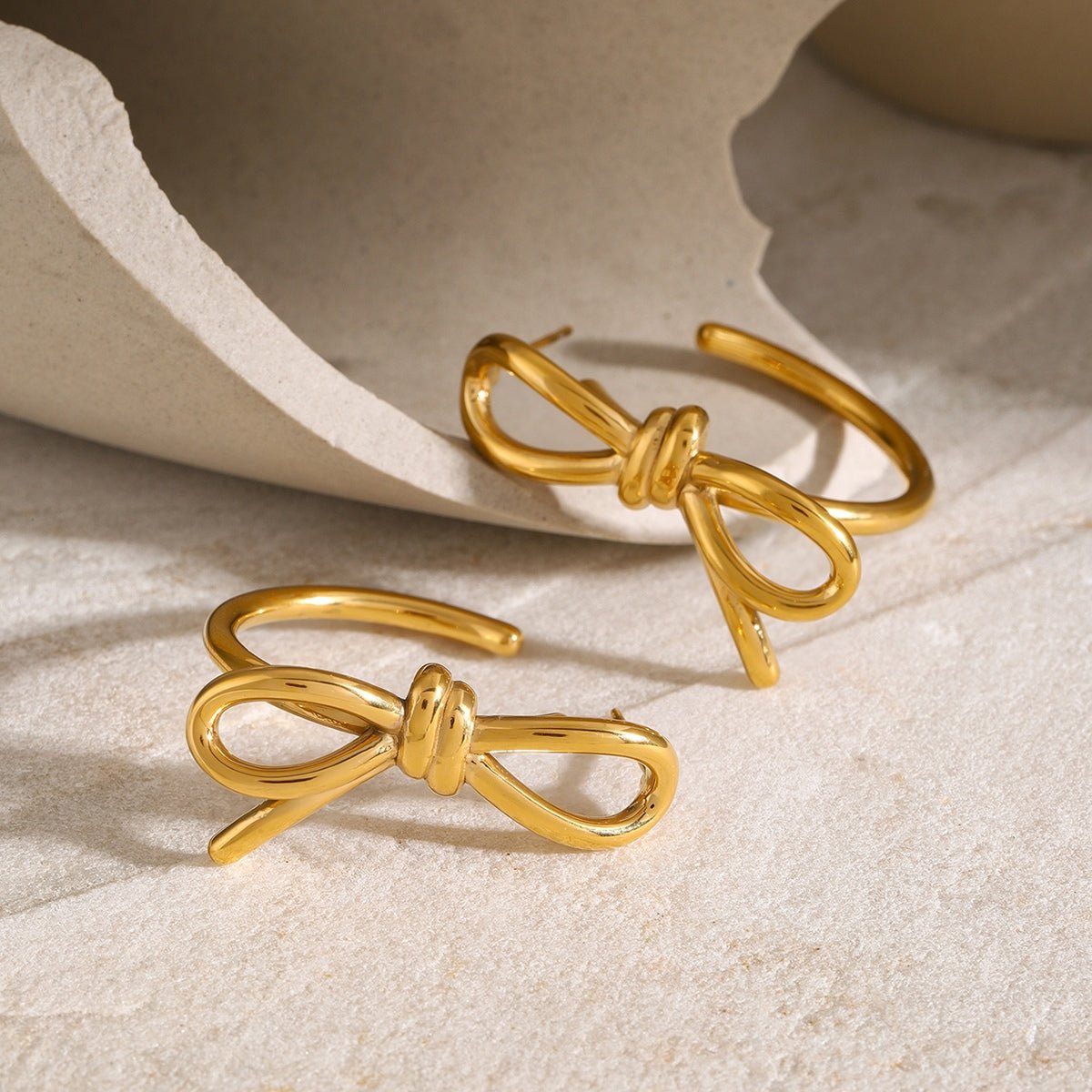 Beach Rose Co. - Gold Bow C - Hoop Earrings