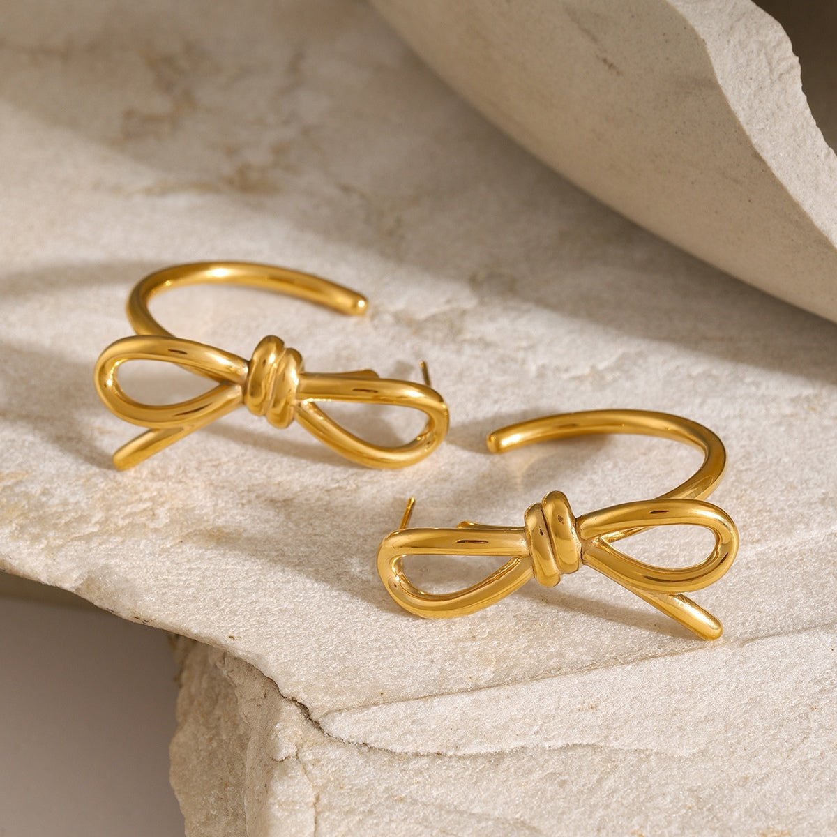 Beach Rose Co. - Gold Bow C - Hoop Earrings