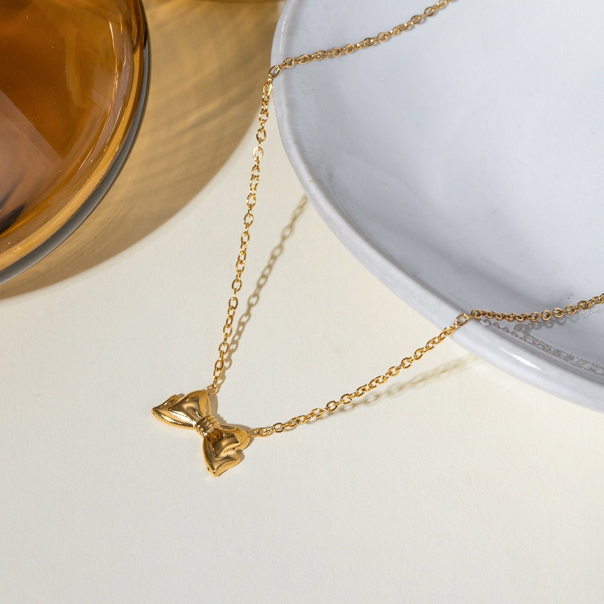 Beach Rose Co. - Gold Bow Pendant Necklace