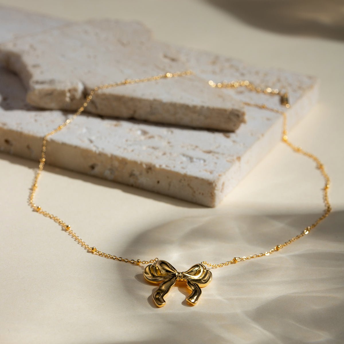 Beach Rose Co. - Gold Bow Pendant Necklace