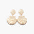 Beach Rose Co. gold double clamshell drop earrings with intricate textured shell details on a white background.