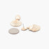Beach Rose Co. gold double clamshell drop earrings with intricate shell texture shown next to a US quarter for scale.
