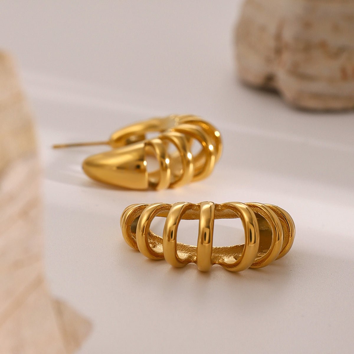 Beach Rose Co. - Gold Cutout C - Hoop Earrings