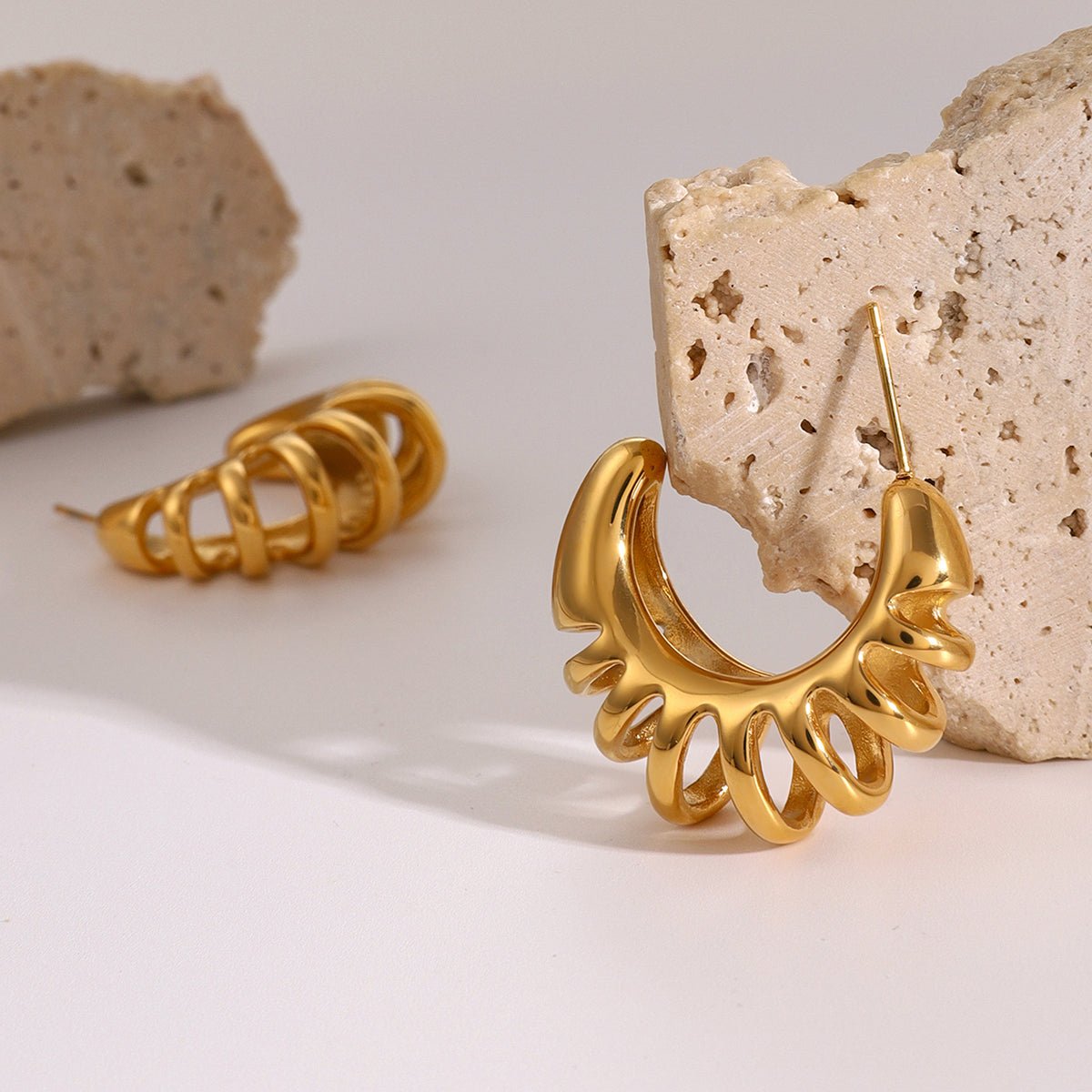 Beach Rose Co. - Gold Cutout C - Hoop Earrings