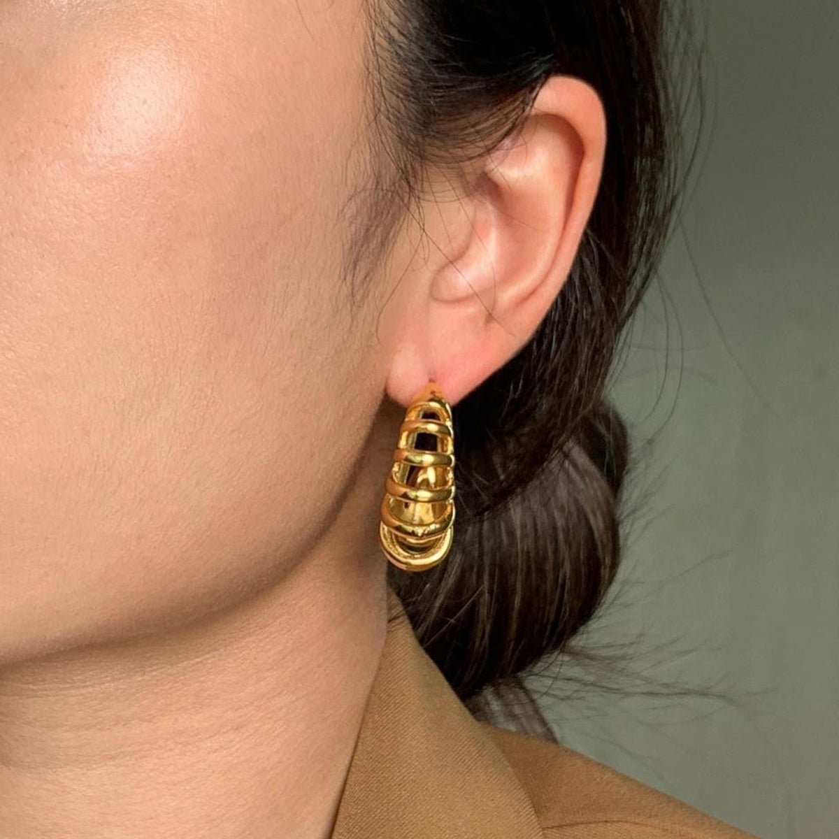 Beach Rose Co. - Gold Cutout C - Hoop Earrings