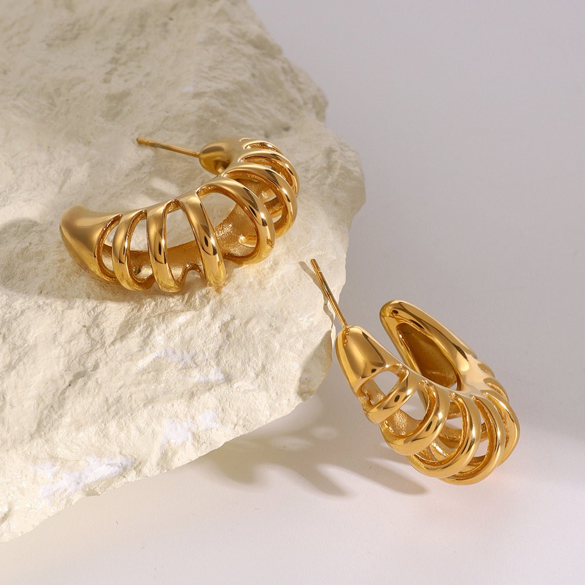 Beach Rose Co. - Gold Cutout C - Hoop Earrings