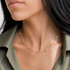 Beach Rose Co. 18K gold filled chain necklace with sparkling cubic zirconia stations worn on a model