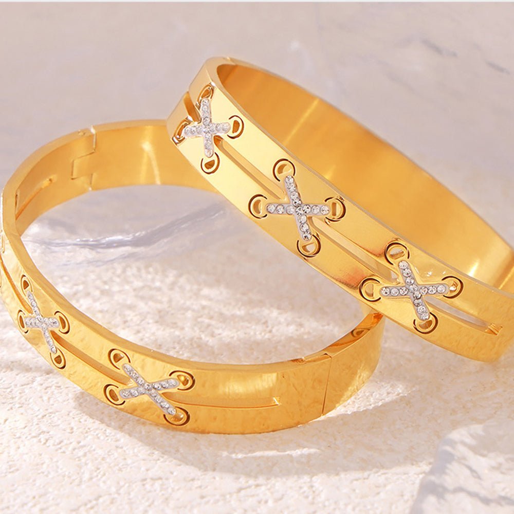 Beach Rose Co. - Gold Czech Diamond Bangle Bracelet