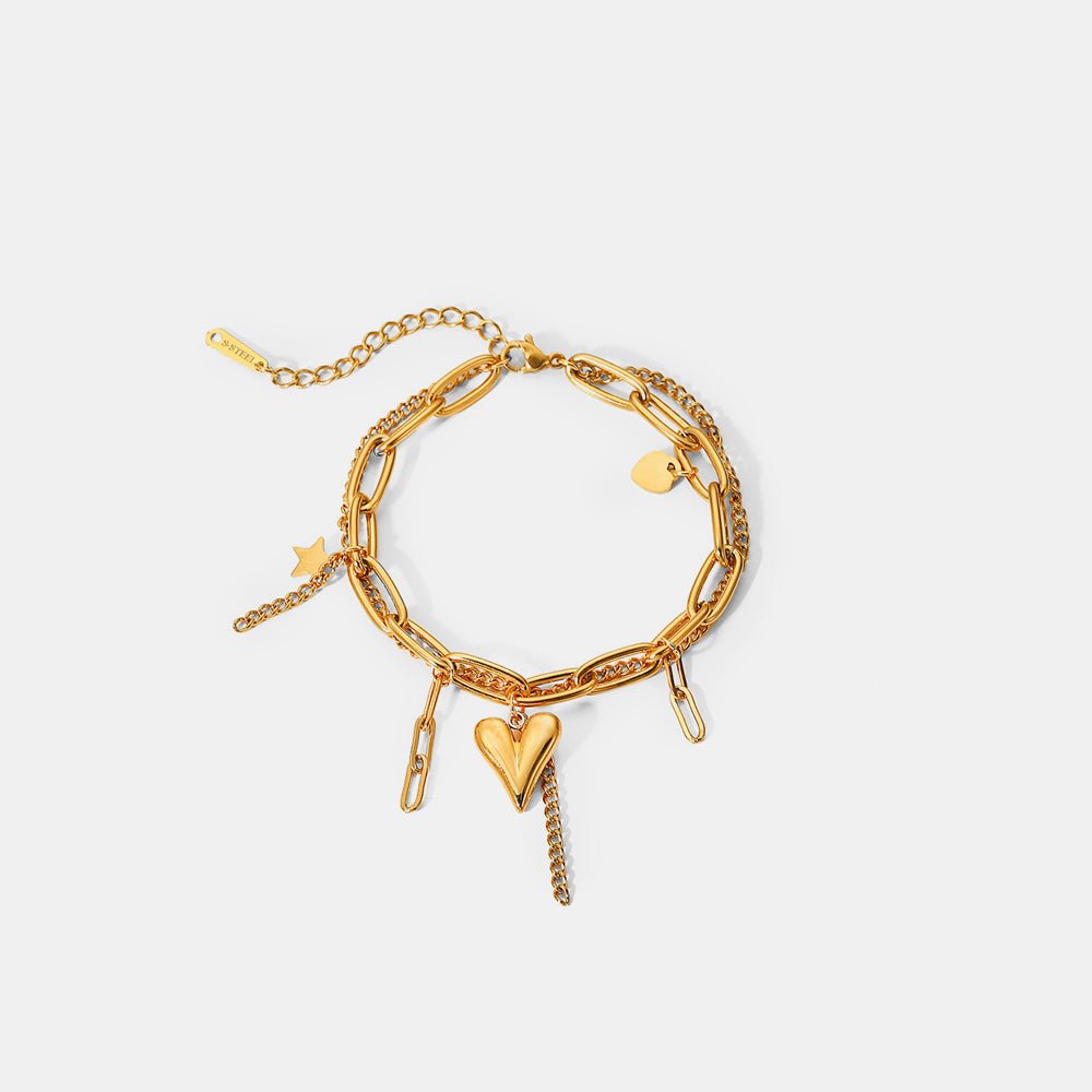 Beach Rose Co. - Gold Double Layer Charm Bracelet