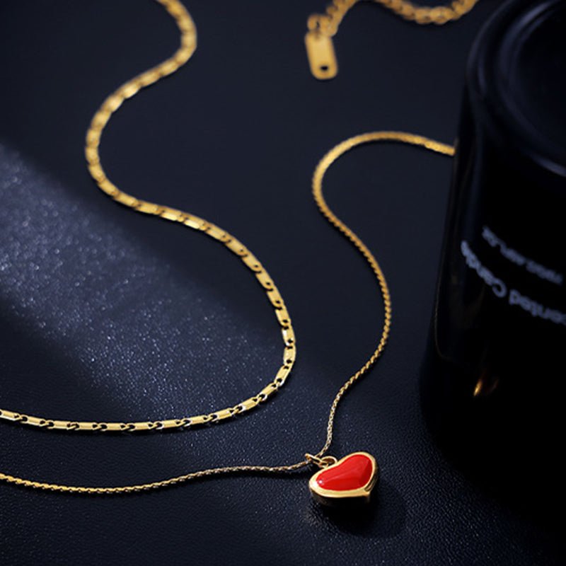 Beach Rose Co. - Gold Enamel Heart Pendant Necklace