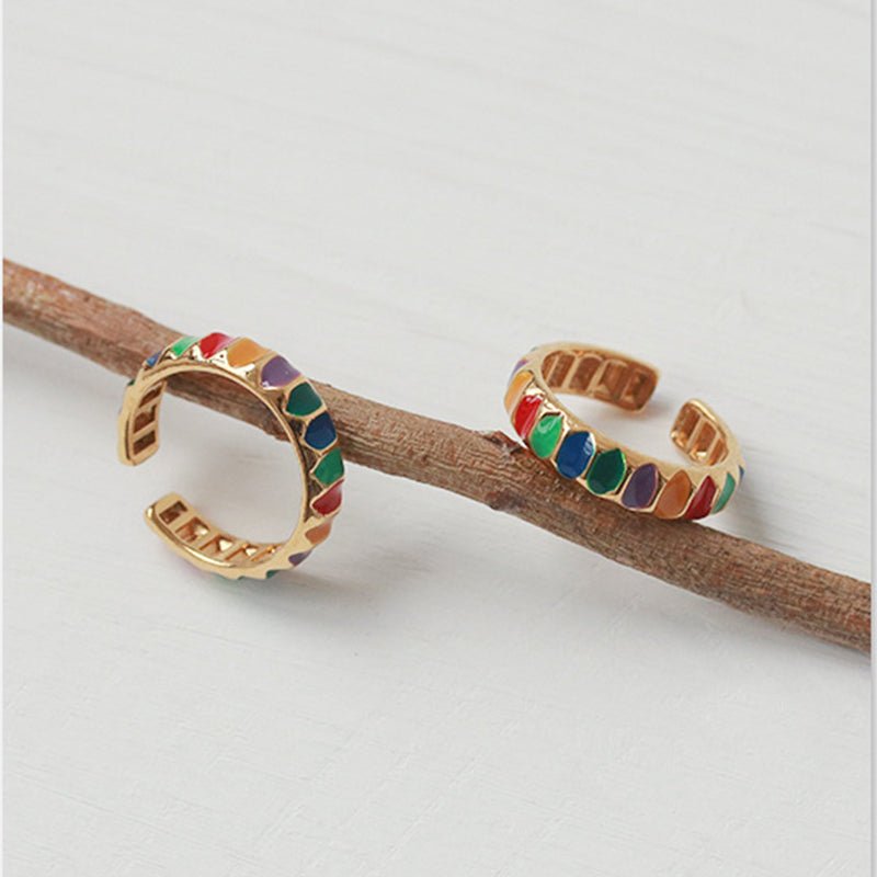 Beach Rose Co. - Gold Enamel Rainbow Adjustable Ring